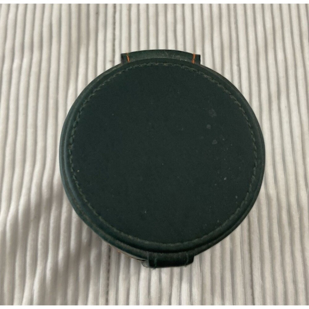 Vintage Hermès Green Leather Perfume Gift Box Round Cylinder Case Empty - Picture 8 of 10